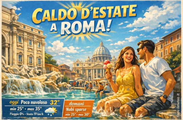 Meteo Roma, previsioni di oggi 24 Agosto 2026: poco nuvoloso