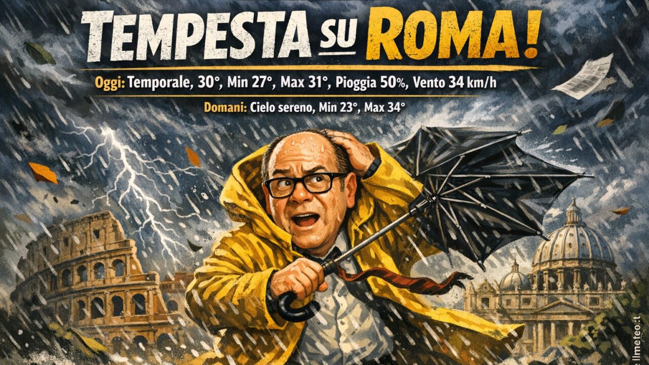 Meteo Roma, previsioni di oggi 25 Agosto 2026: temporale