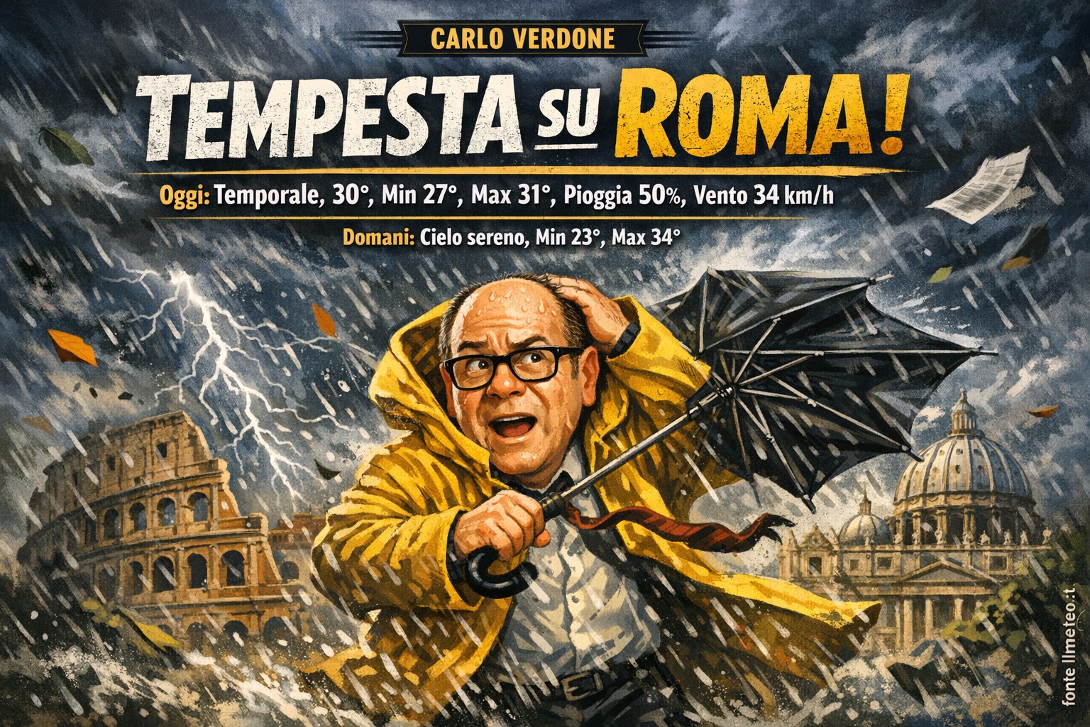Meteo Roma, previsioni di oggi 25 Agosto 2026: temporale