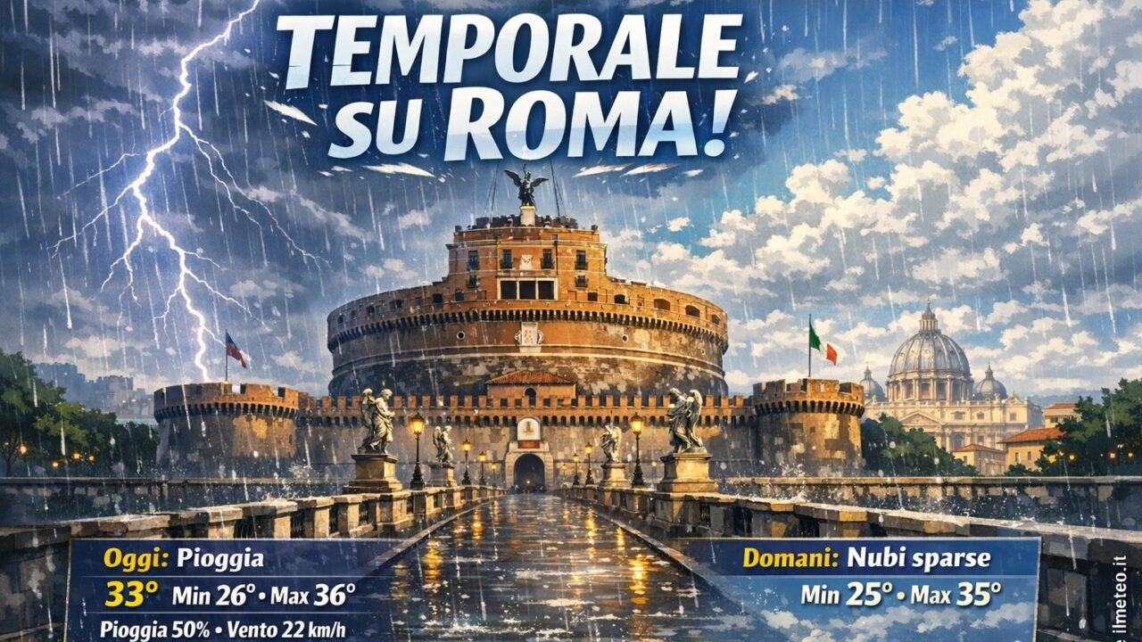 Meteo Roma, previsioni di oggi 27 Agosto 2026: pioggia