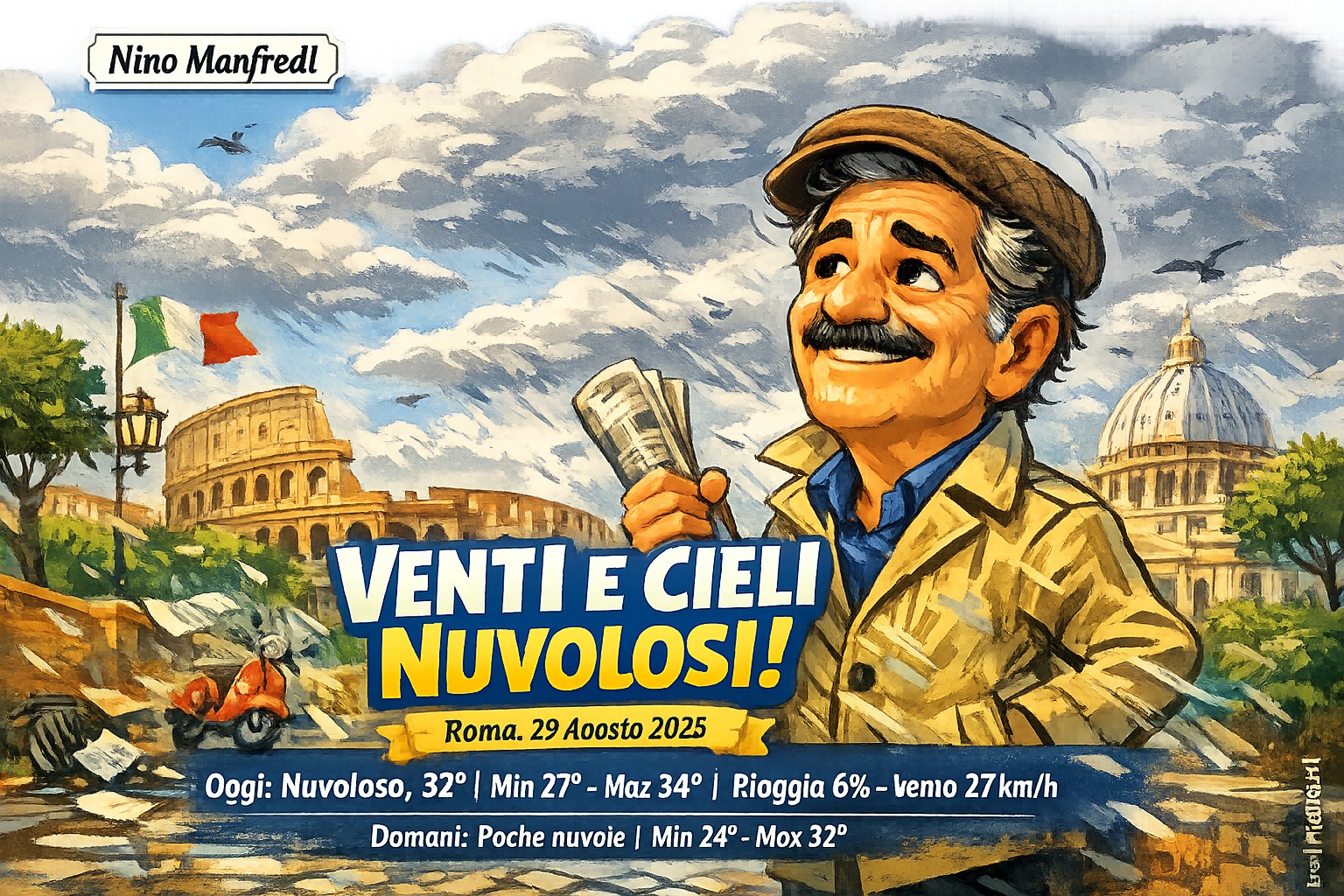 Meteo Roma, previsioni di oggi 29 Agosto 2026: nuvoloso