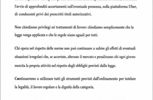 Taxi Roma, Esposto alla Procura della Repubblica contro Uber