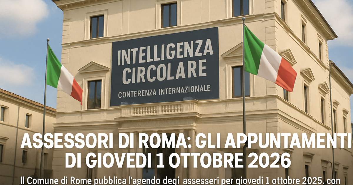 Assessori di Roma: gli appuntamenti di giovedì 1 ottobre 2026