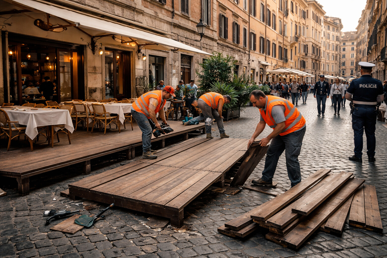 Dehors rimossi nel centro storico: il Municipio I prova a ricucire sicurezza, decoro e economia locale