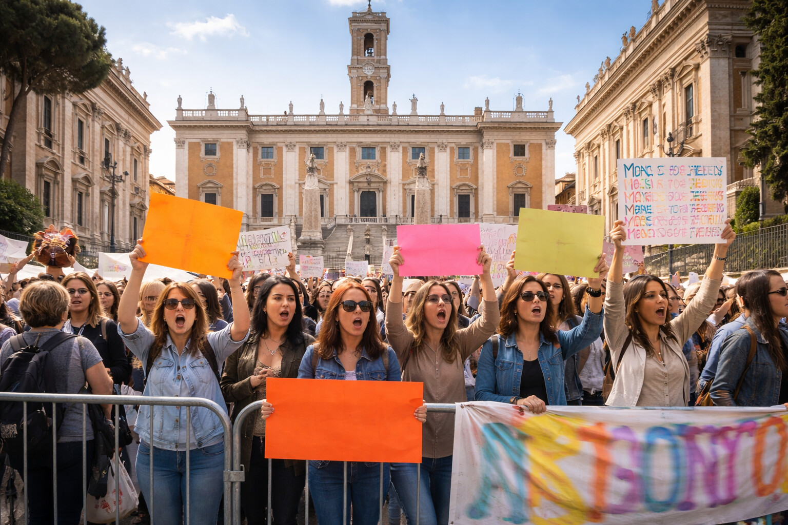 Educatrici e insegnanti in piazza al Campidoglio: la scuola comunale chiede 500 stabilizzazioni