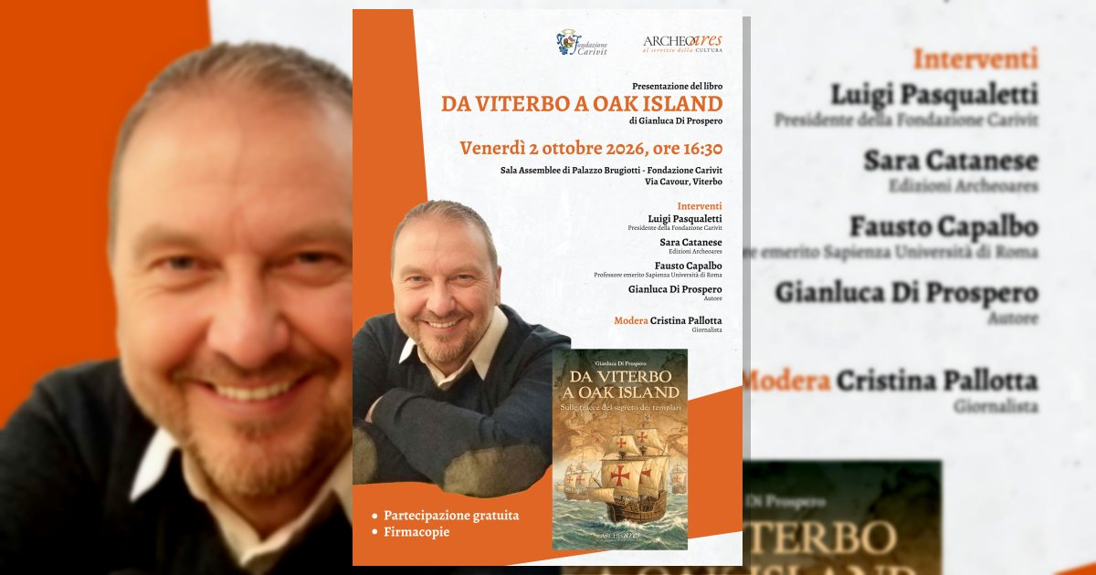 A Viterbo la presentazione di “Da Viterbo a Oak Island” di Gianluca Di Prospero