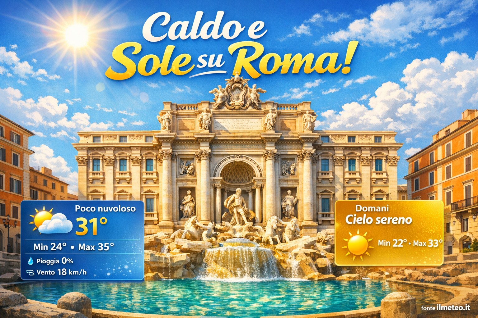Meteo Roma, previsioni di oggi 2 Settembre 2026: poco nuvoloso