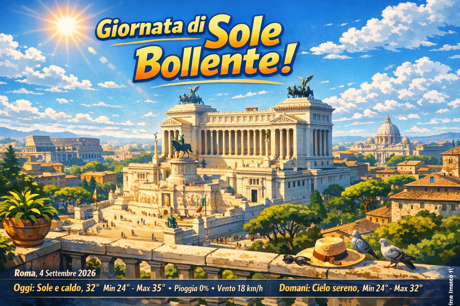 Meteo Roma, previsioni di oggi 4 Settembre 2026: sole e caldo