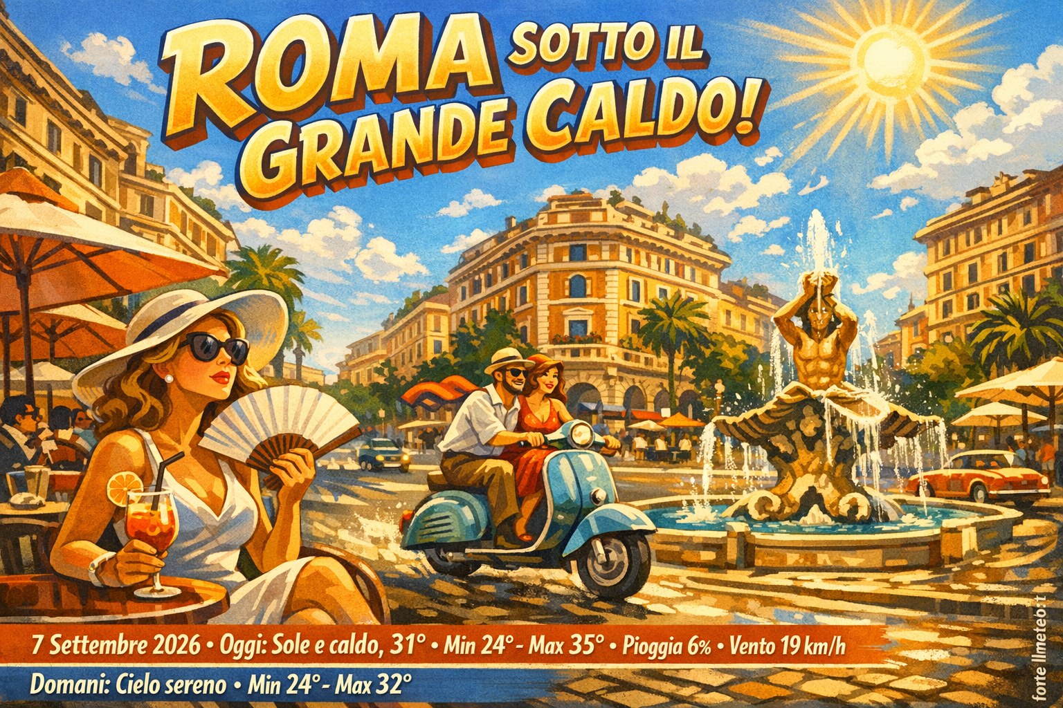 Meteo Roma, previsioni di oggi 7 Settembre 2026: sole e caldo