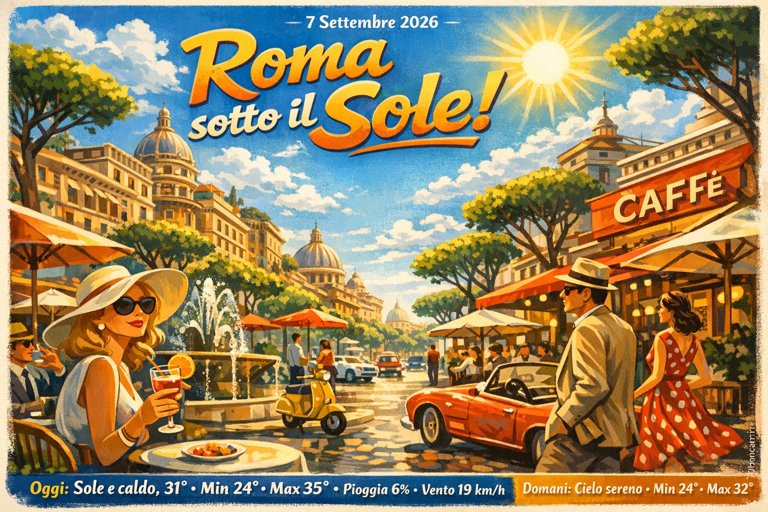 Meteo Roma, previsioni di oggi 7 Settembre 2026: sole e caldo