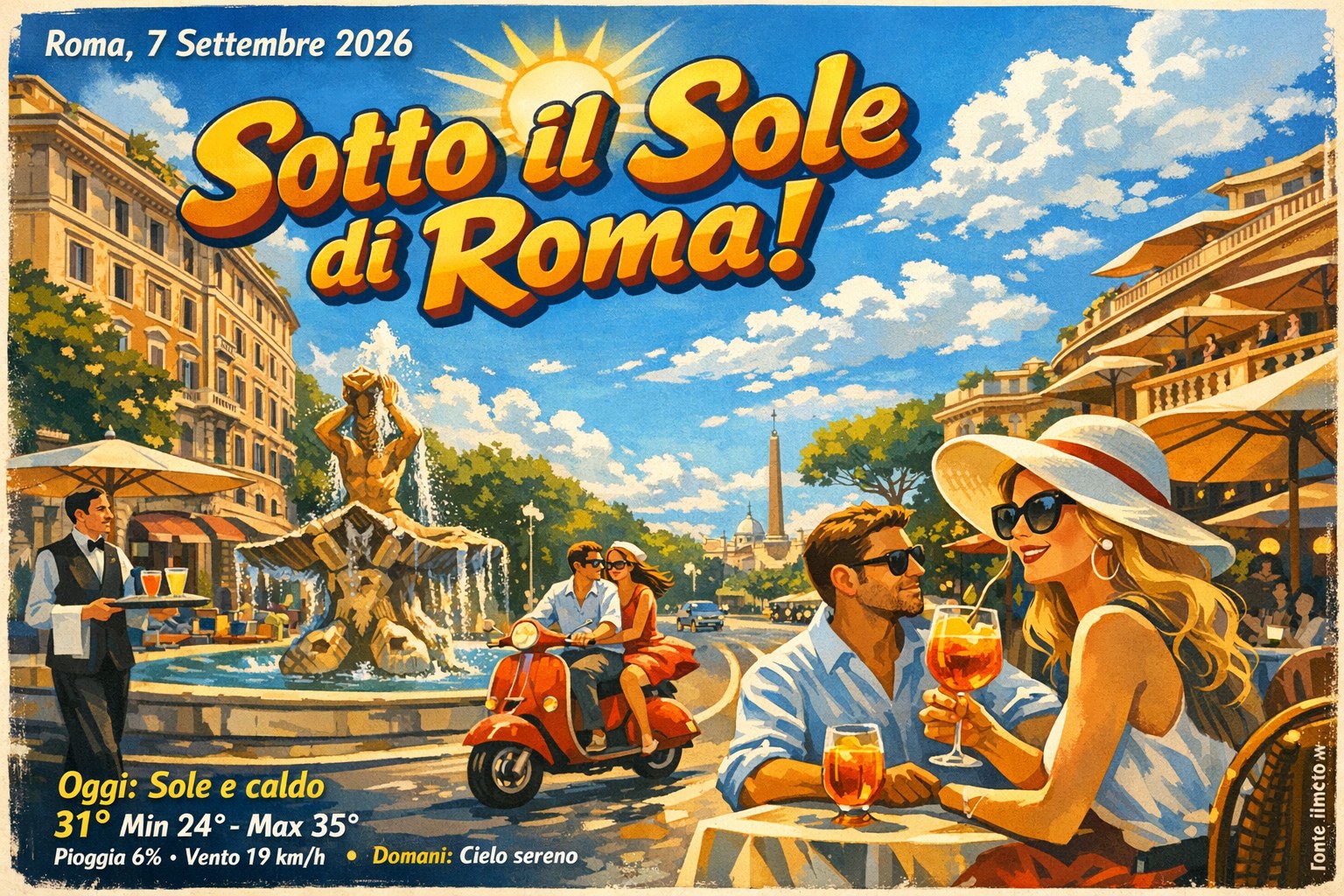 Meteo Roma, previsioni di oggi 7 Settembre 2026: sole e caldo