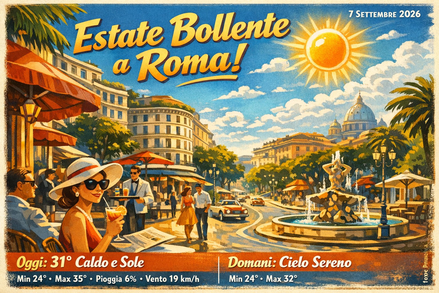 Meteo Roma, previsioni di oggi 7 Settembre 2026: sole e caldo