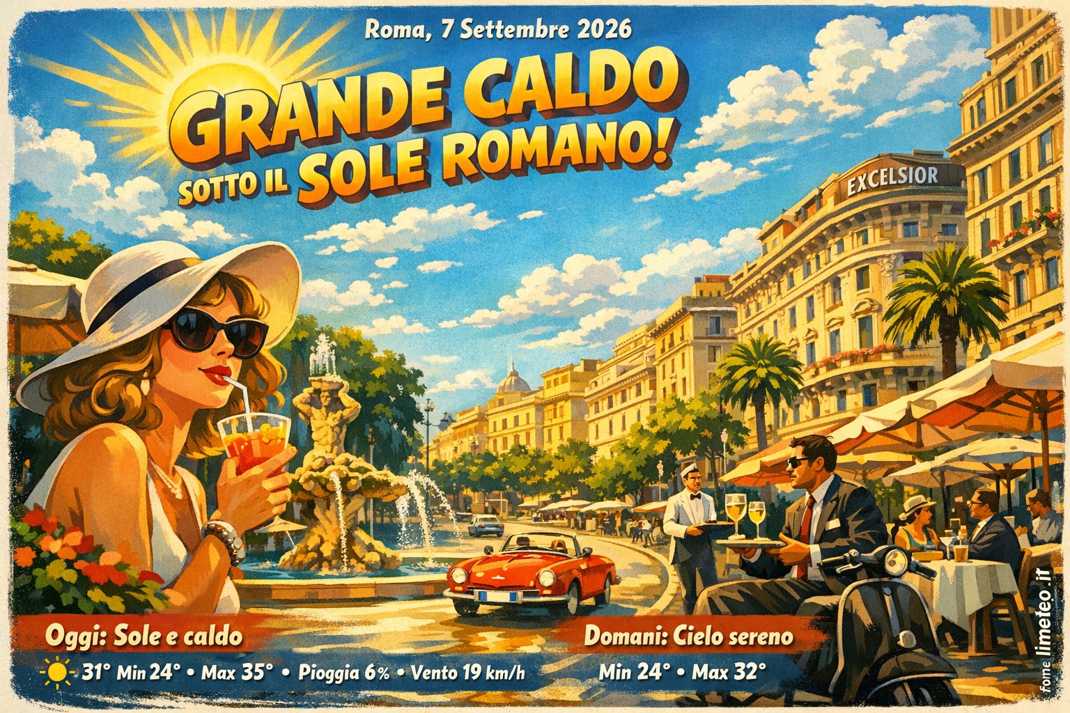 Meteo Roma, previsioni di oggi 7 Settembre 2026: sole e caldo