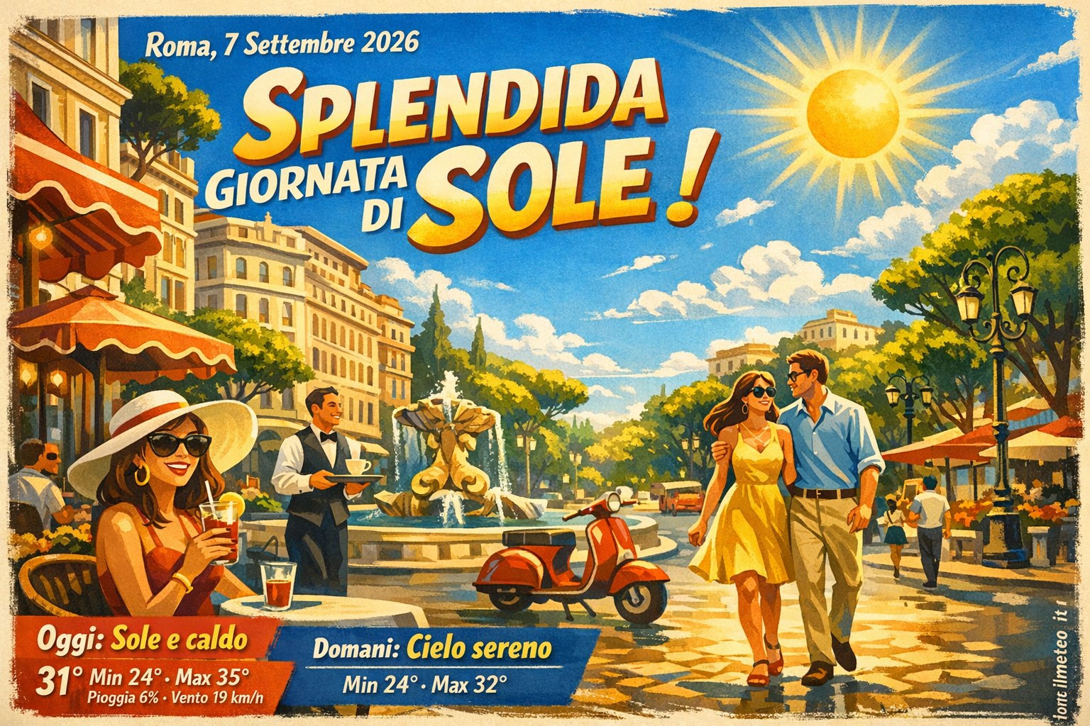 Meteo Roma, previsioni di oggi 7 Settembre 2026: sole e caldo