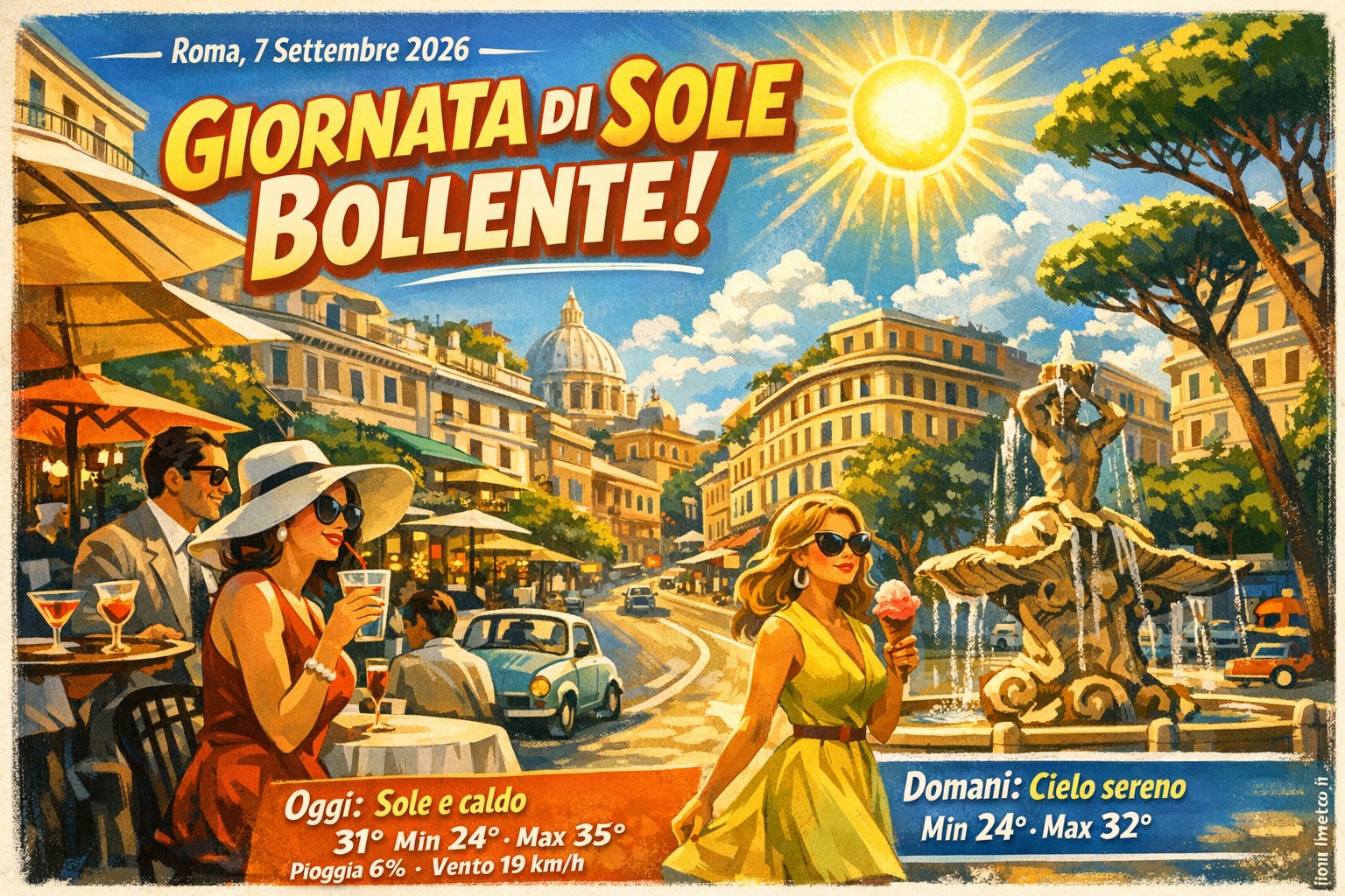 Meteo Roma, previsioni di oggi 7 Settembre 2026: sole e caldo
