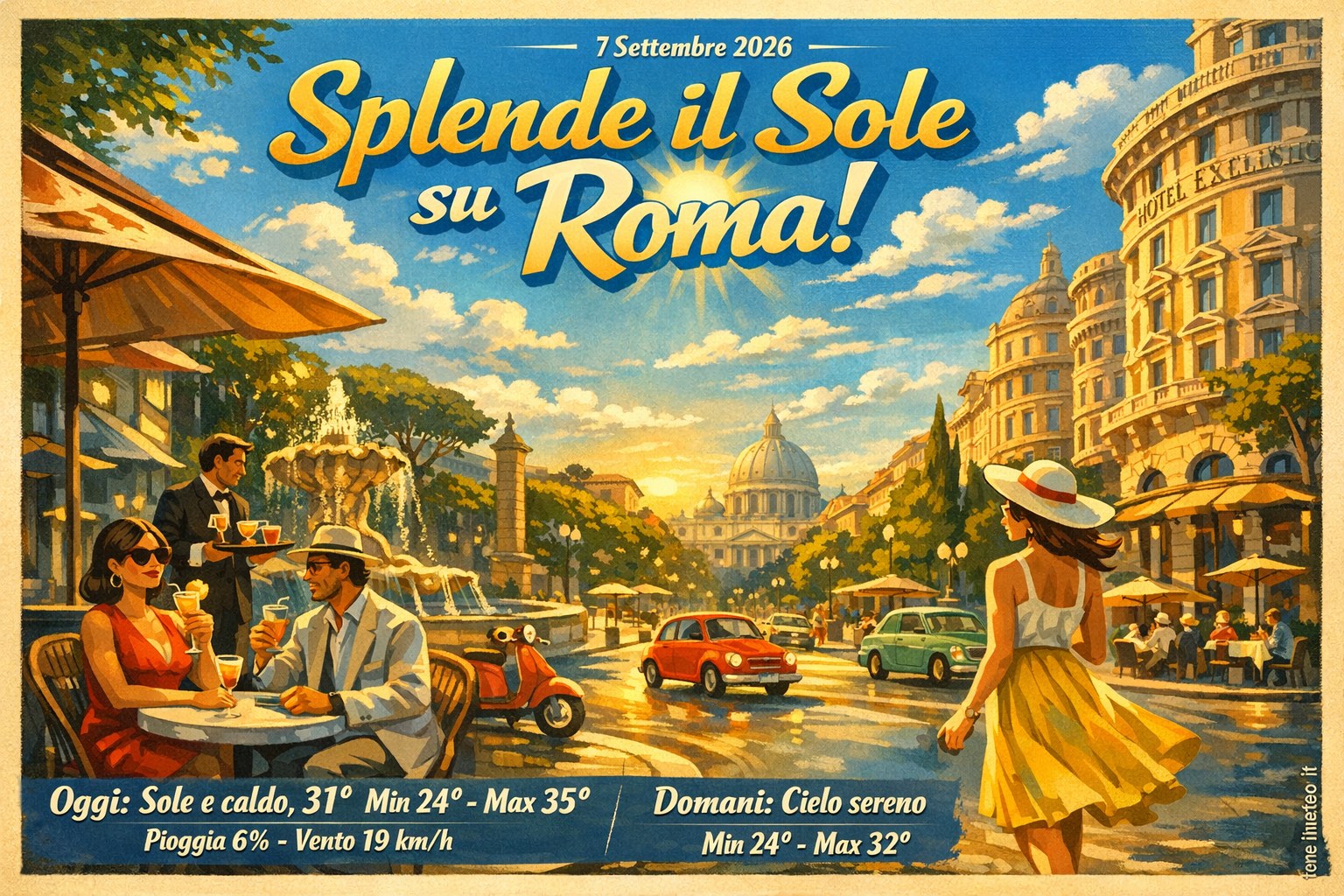 Meteo Roma, previsioni di oggi 7 Settembre 2026: sole e caldo
