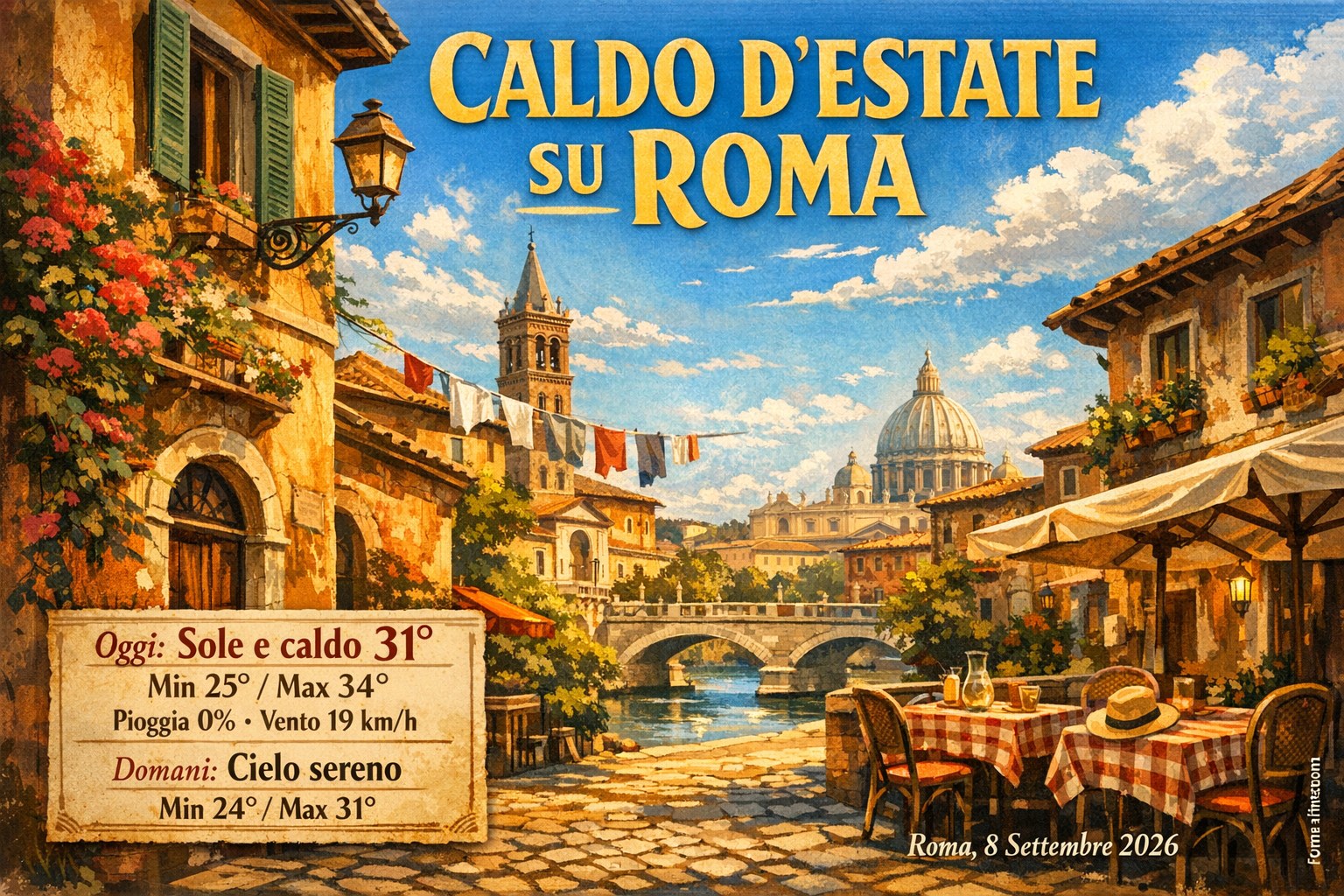 Meteo Roma, previsioni di oggi 8 Settembre 2026: sole e caldo