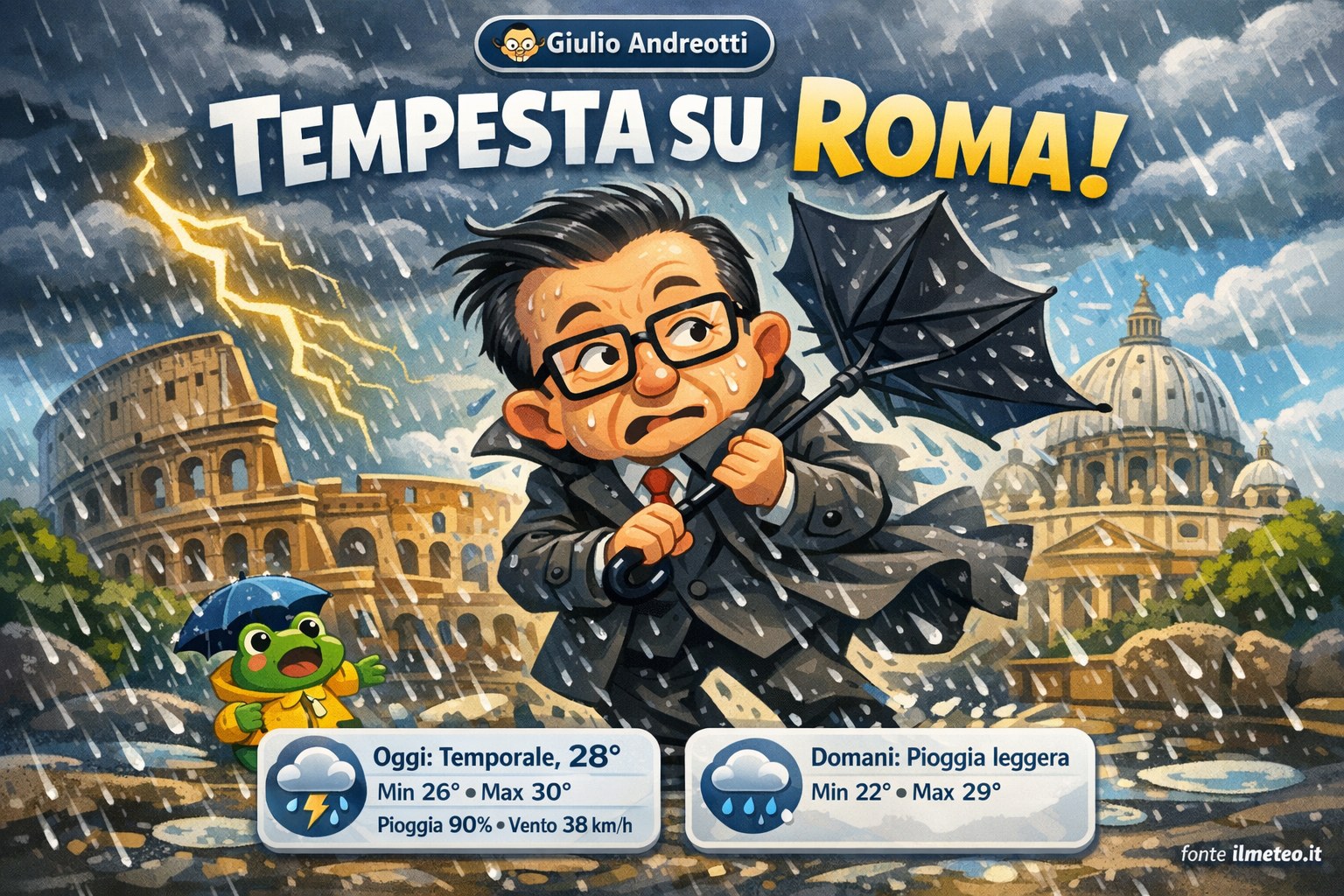 Meteo Roma, previsioni di oggi 10 Settembre 2026: temporale