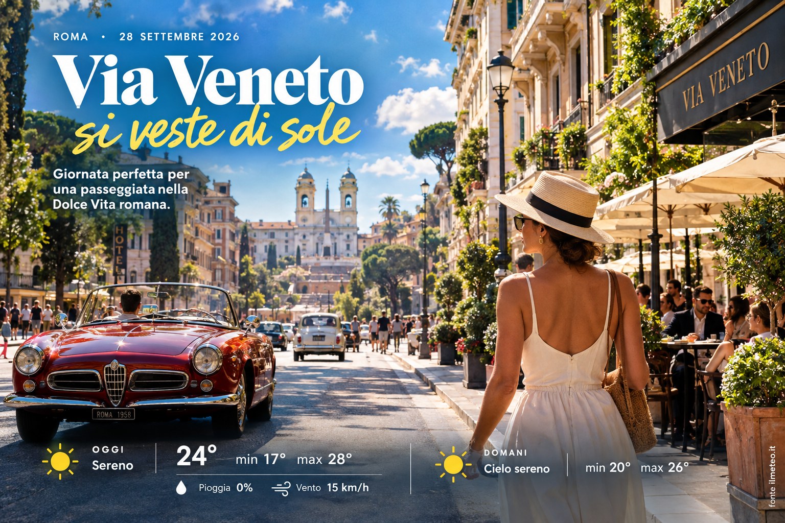 Meteo Roma, previsioni di oggi 28 Settembre 2026: sereno