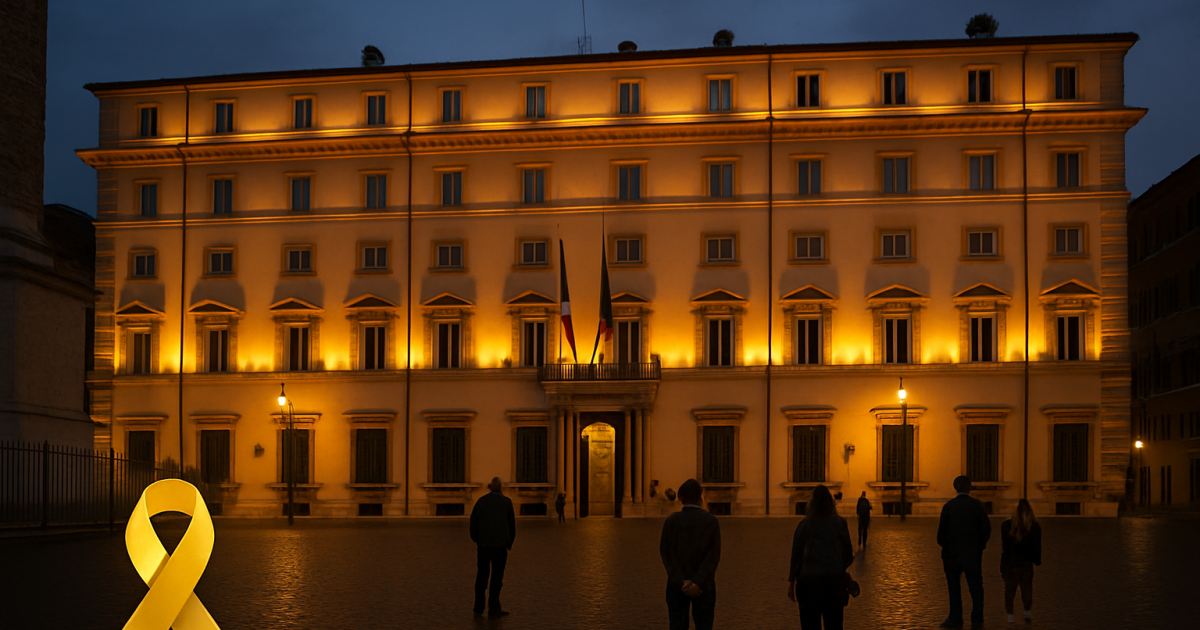 Palazzo Chigi si illumina di luce dorata per il “Settembre d’Oro” contro il cancro pediatrico