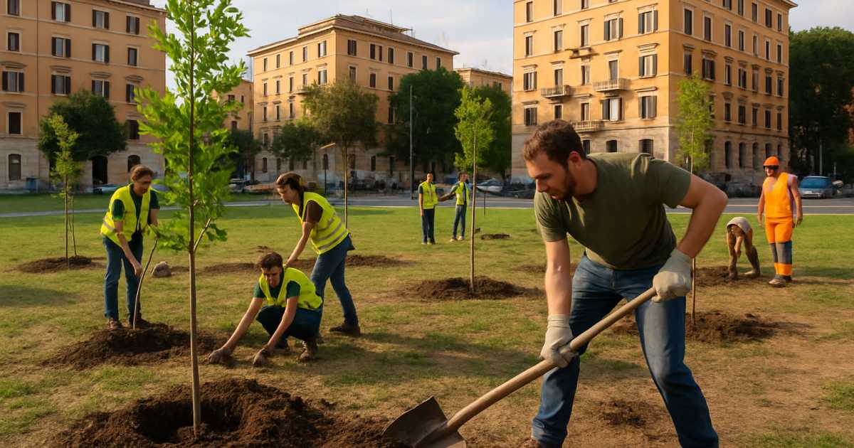 Piantumazioni a Roma: 20 mila alberi entro aprile 2027, prime aree a Villaggio Breda e piazza Piaggio