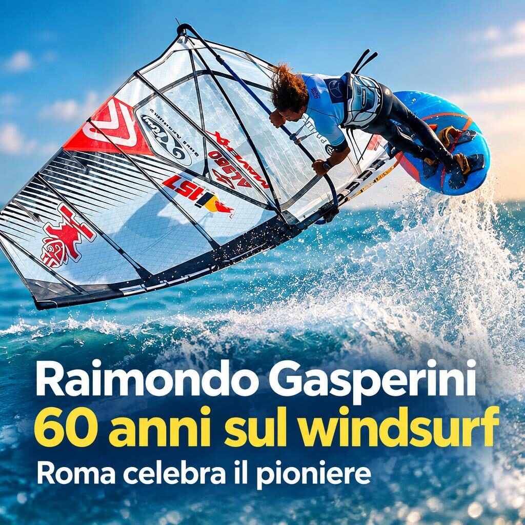 Raimondo Gasperini, 60 anni sul windsurf: Roma celebra il pioniere