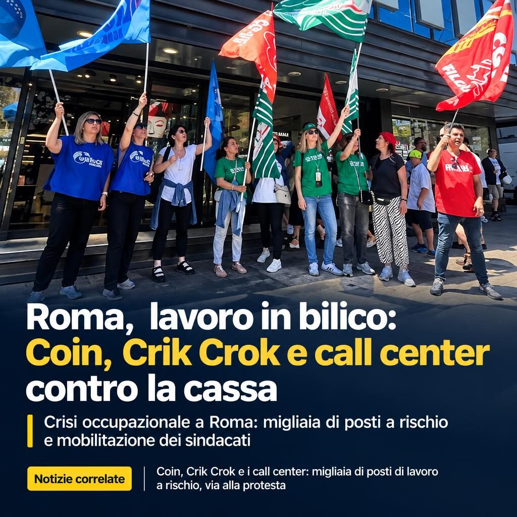 Roma, lavoro in bilico: Coin, Crik Crok e call center contro la cassa