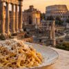 Roma, tra i Fori Imperiali e una tavola di fettuccine al ragù bianco