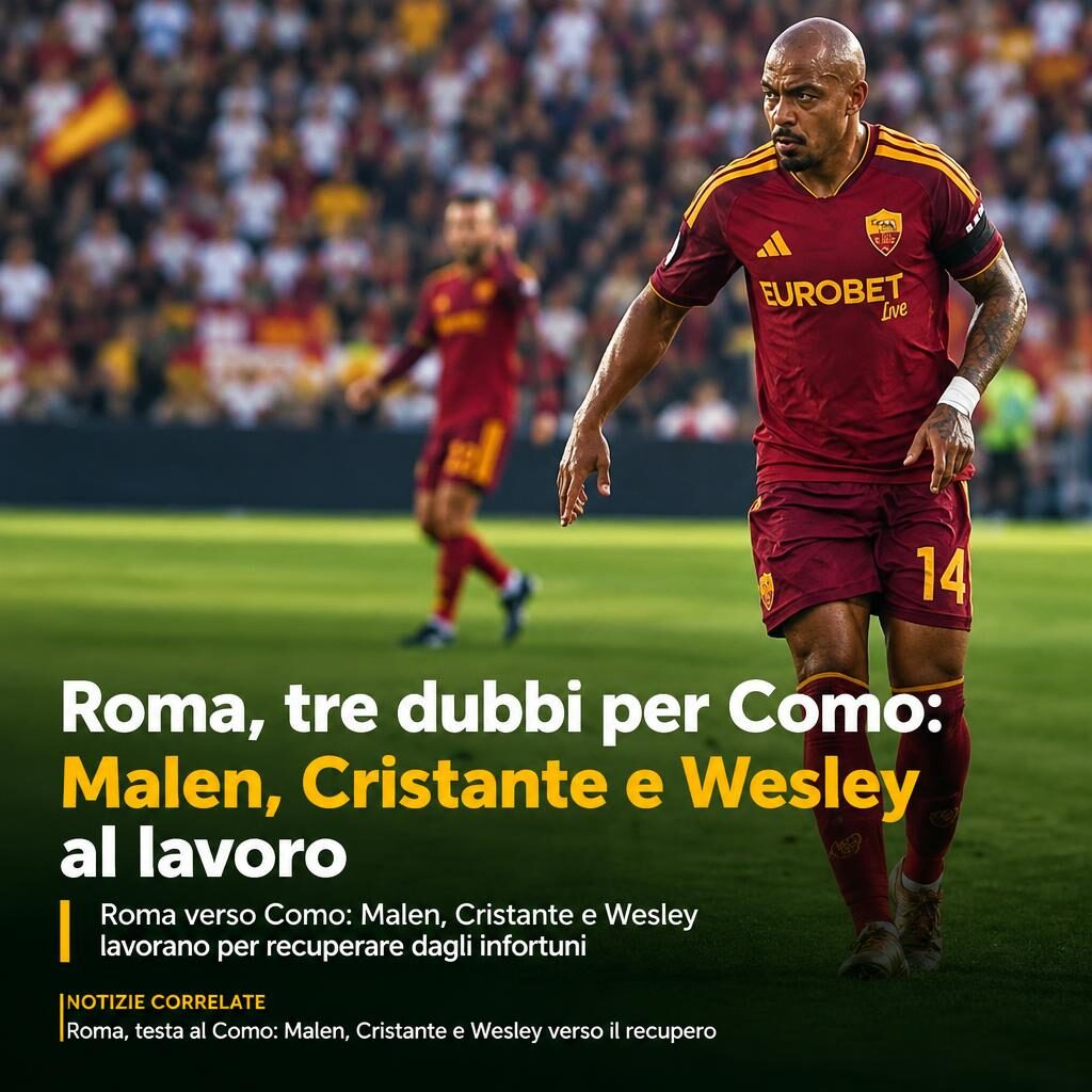 Roma, tre dubbi per Como: Malen, Cristante e Wesley al lavoro