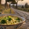 Sulla Via Appia Antica, il sapore romano della pasta e broccoli in brodo d’arzilla