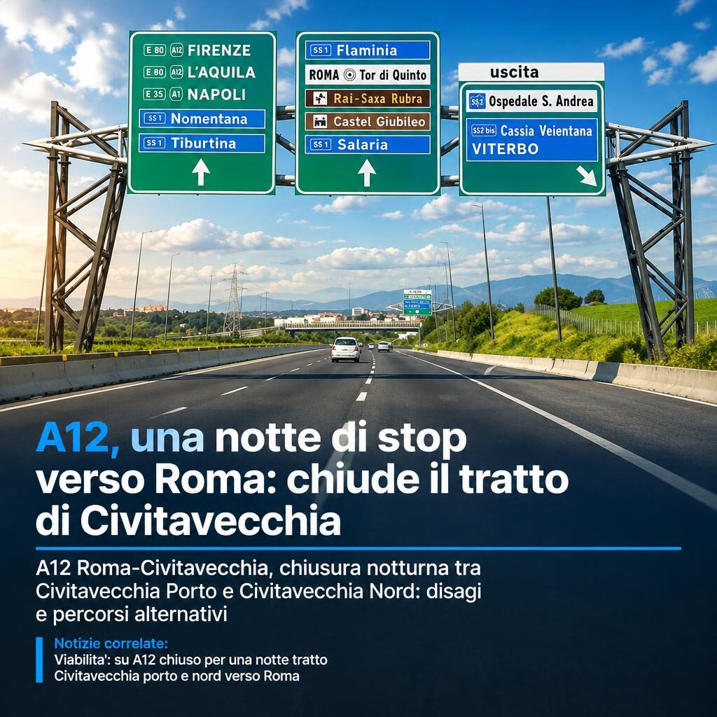A12, una notte di stop verso Roma: chiude il tratto di Civitavecchia