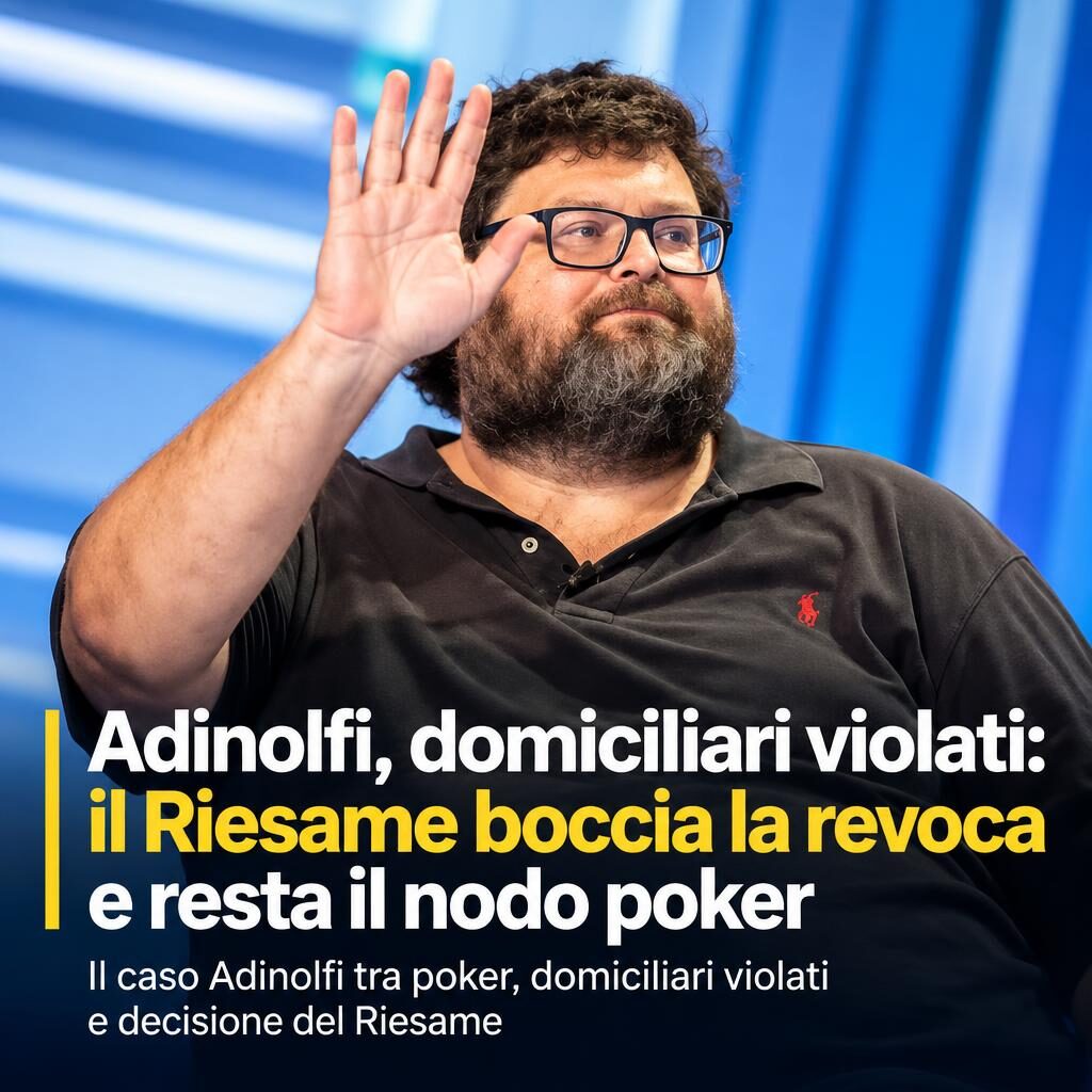 Adinolfi, domiciliari violati: il Riesame boccia la revoca e resta il nodo poker