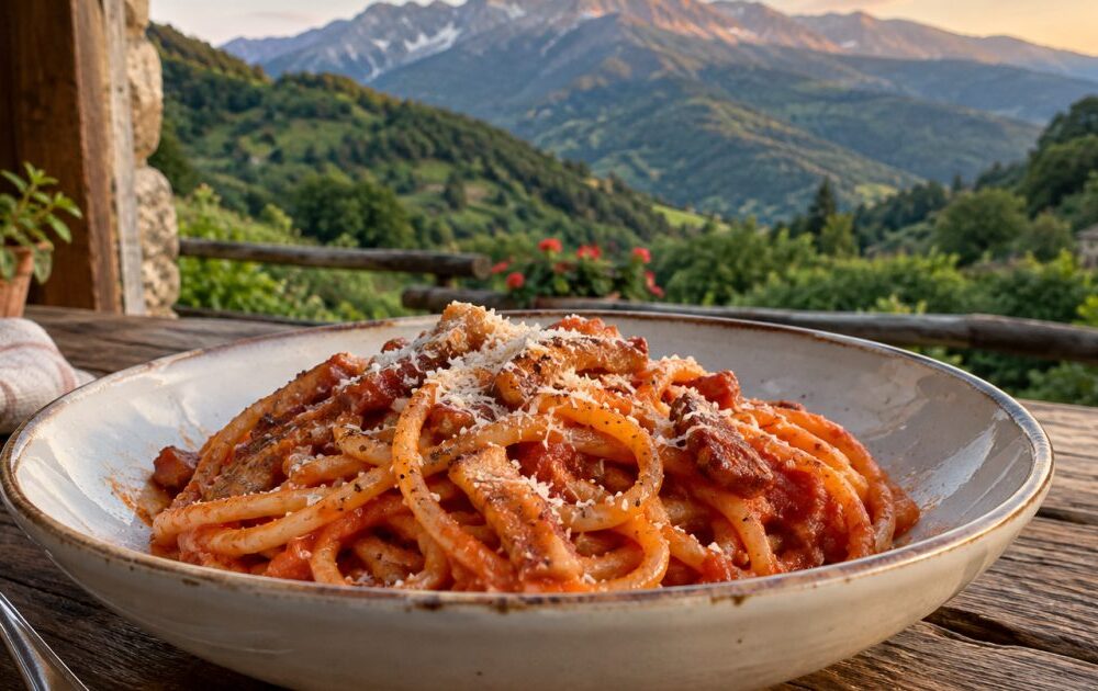 Amatrice e i Monti della Laga: il bucatino all’amatriciana tra pascoli, boschi e memoria