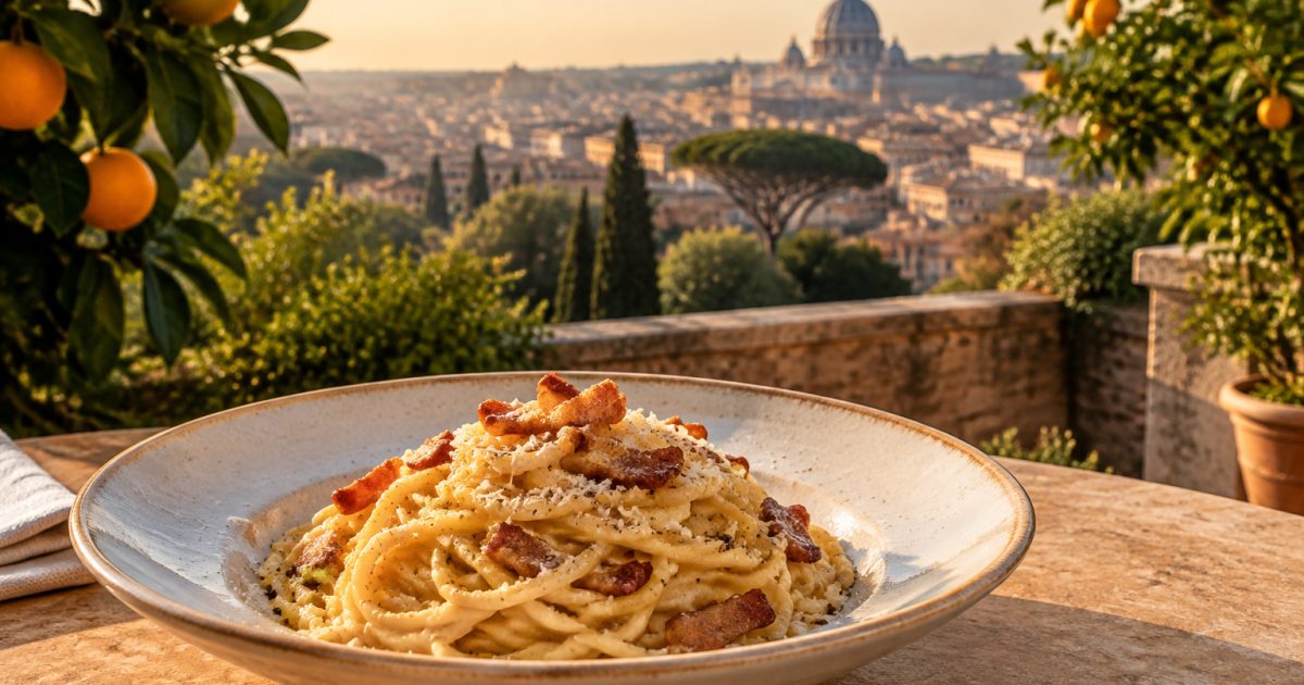 Aventino, la carbonara tra aranci, terrazze e panorami di Roma