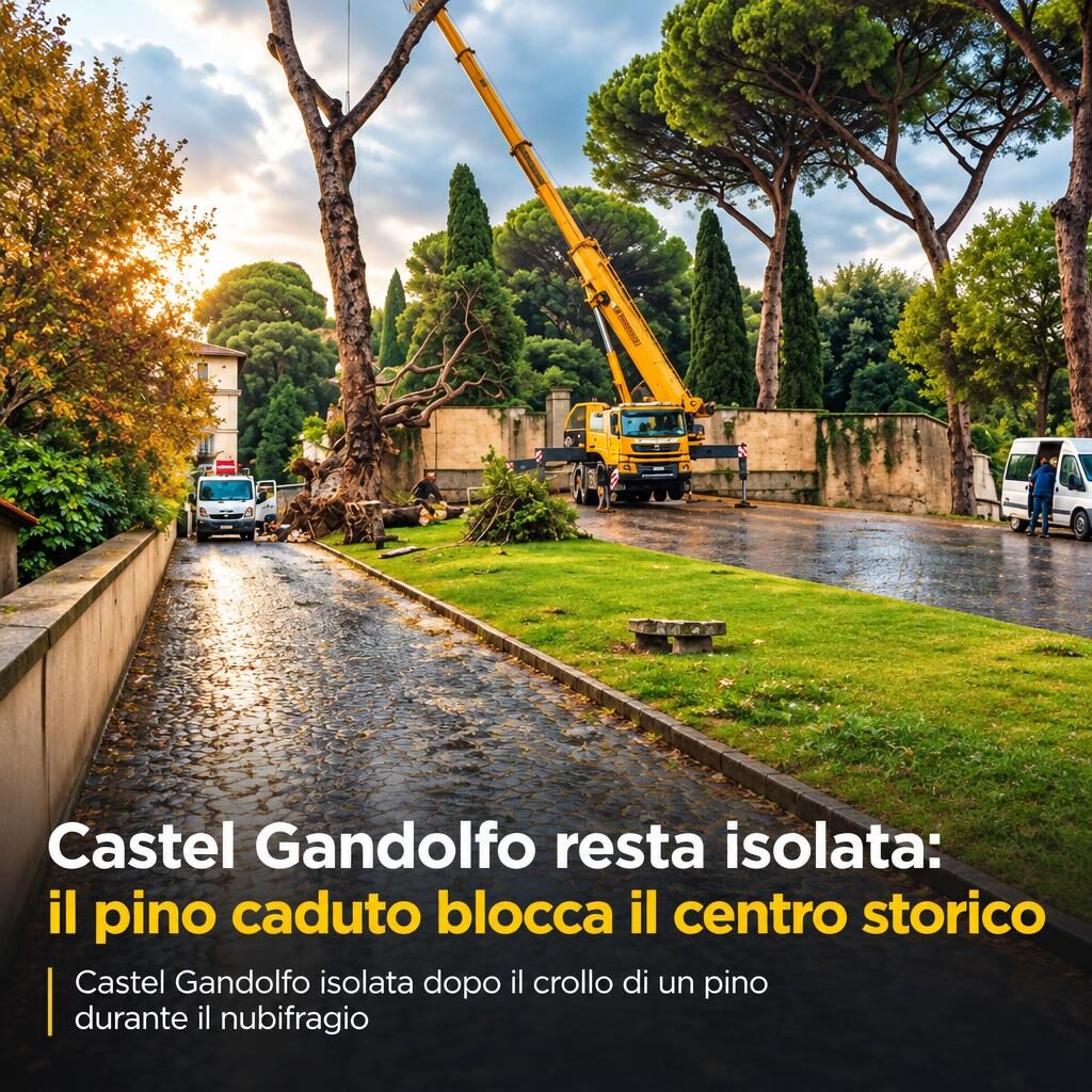 Castel Gandolfo resta isolata: il pino caduto blocca il centro storico