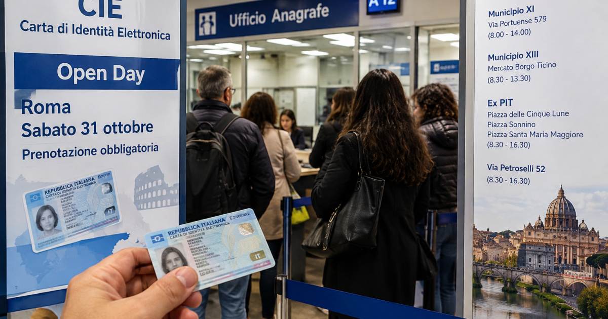 CIE: nuovo Open Day a Roma sabato 31 ottobre con prenotazione obbligatoria nei Municipi XI e XIII e presso gli ex PIT