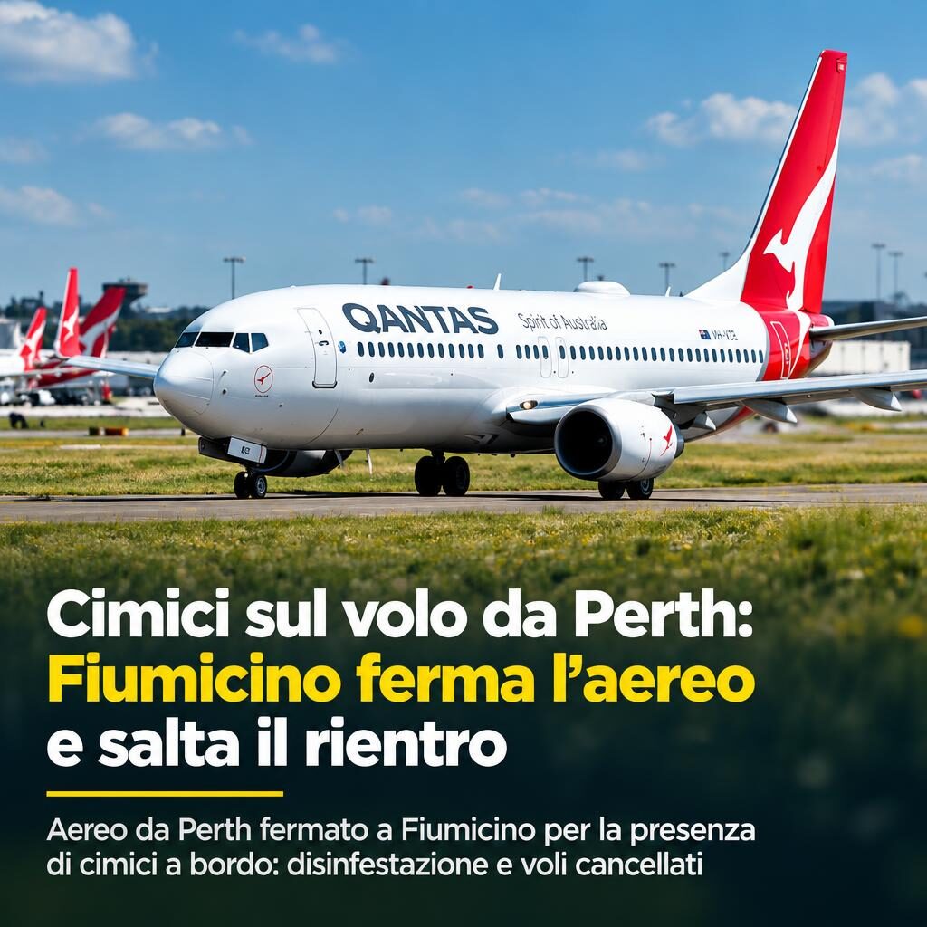 Cimici sul volo da Perth: Fiumicino ferma l’aereo e salta il rientro