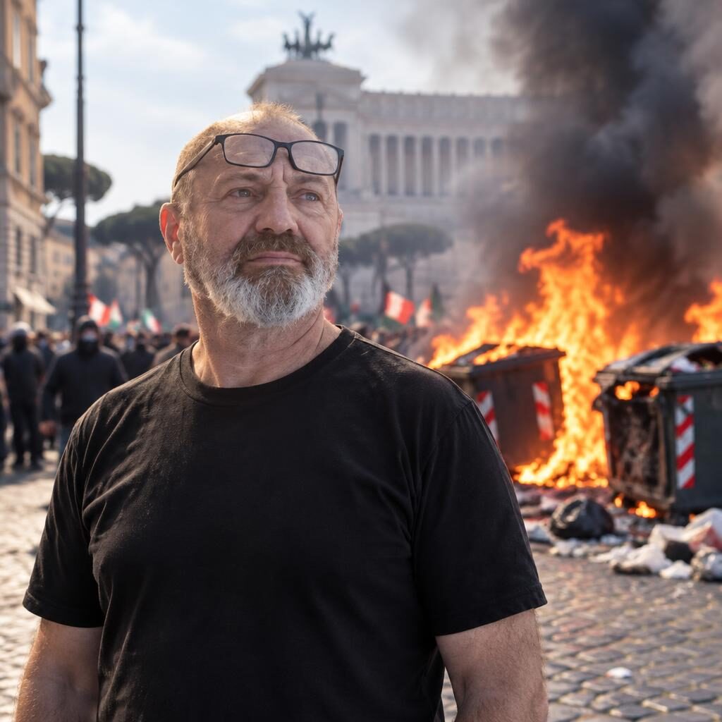 Corteo a Roma, violenza fuori controllo: ristoratore picchiato e cassonetti in fiamme