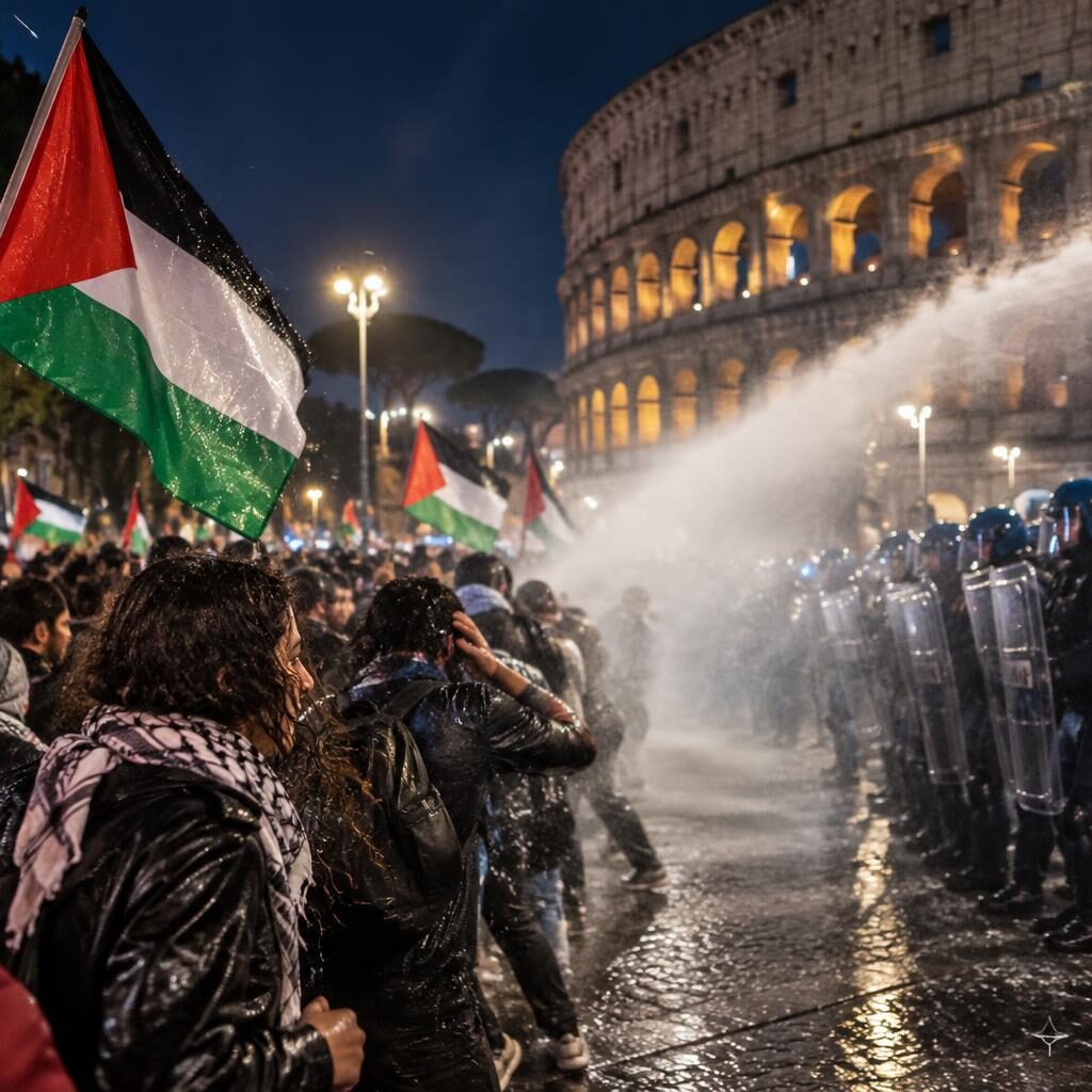 Corteo pro-Palestina a Roma, Termini e Colosseo sotto pressione