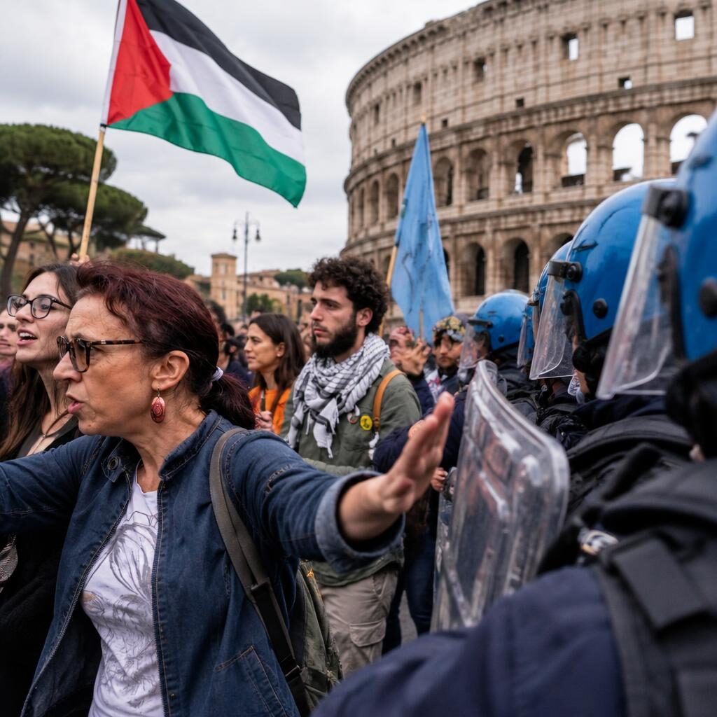 Corteo verso il Colosseo, la polizia blocca il gruppo: tensione a Roma