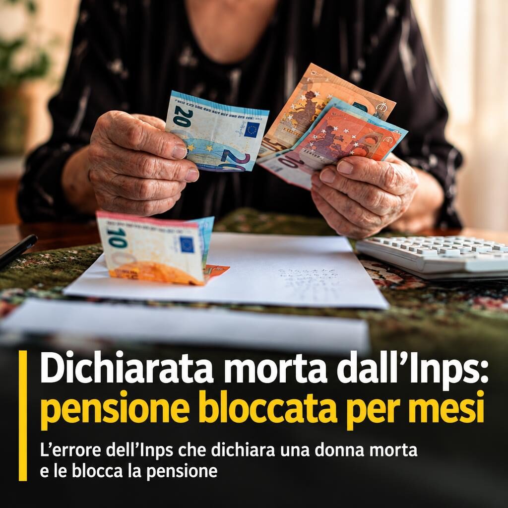 Dichiarata morta dall’Inps: pensione bloccata per mesi