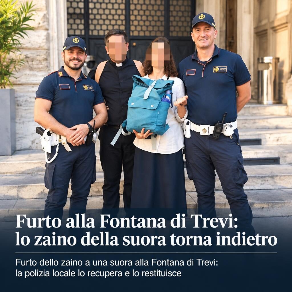 Furto alla Fontana di Trevi: lo zaino della suora torna indietro