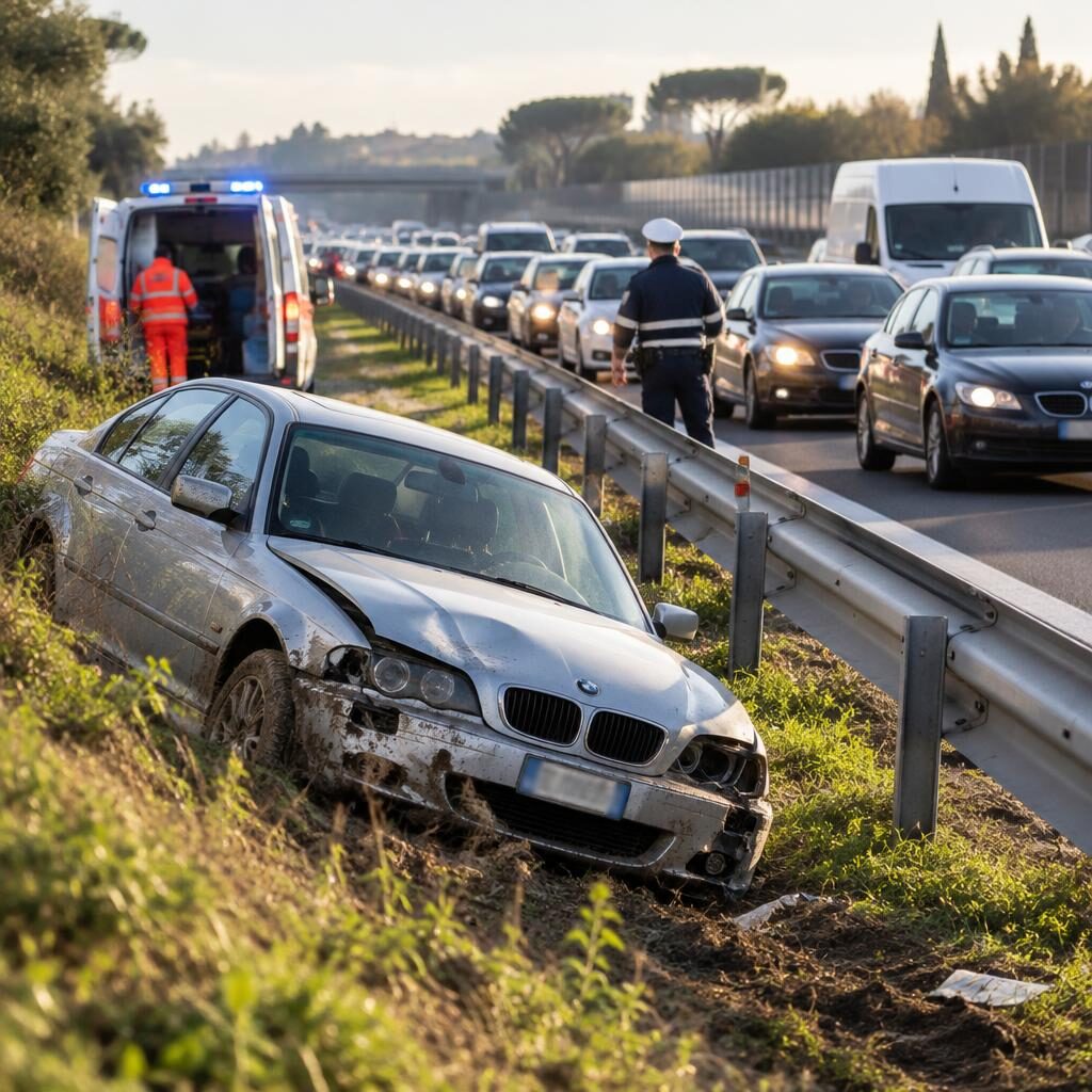 Incidente sul Gra alla Cassia, auto fuori strada: una vittima e code