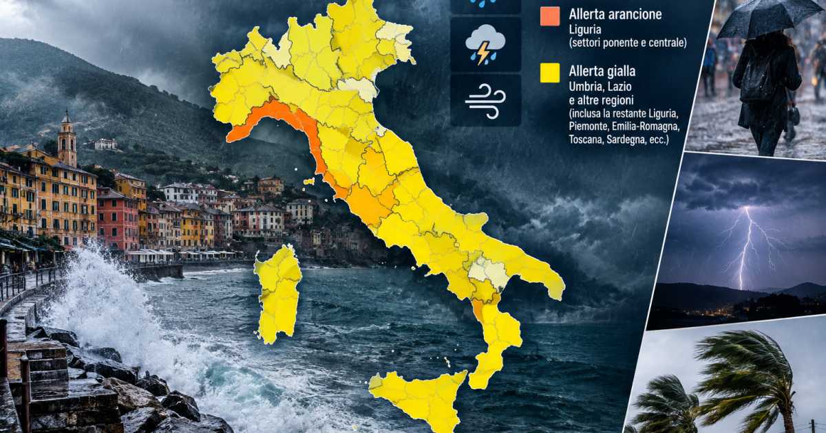 Maltempo: allerta arancione in Liguria e allerta gialla in altre regioni italiane