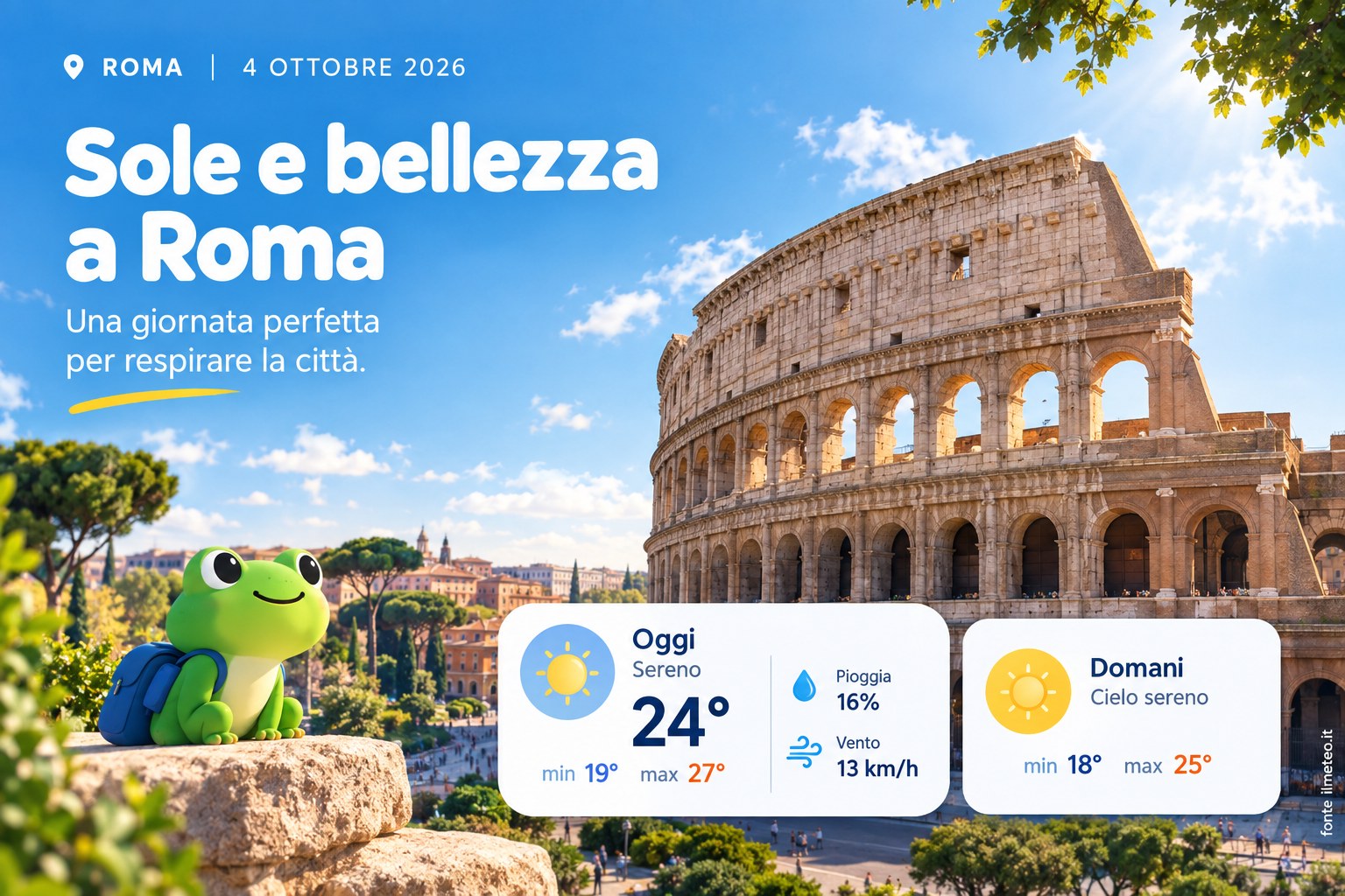 Meteo Roma, previsioni di oggi 4 Ottobre 2026: sereno