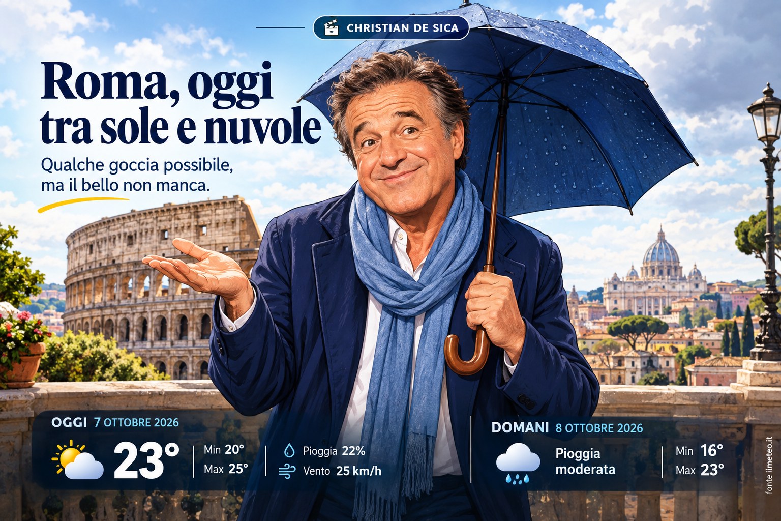 Meteo Roma, previsioni di oggi 7 Ottobre 2026: nubi sparse