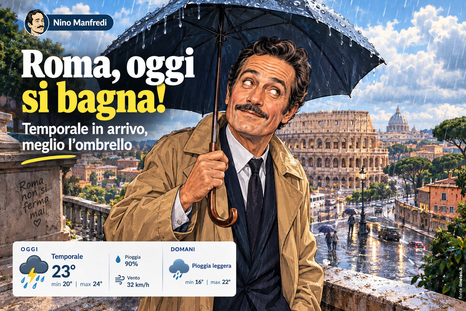 Meteo Roma, previsioni di oggi 8 Ottobre 2026: temporale