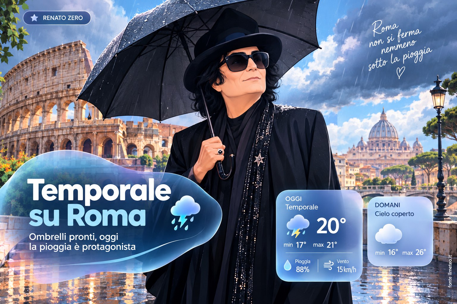 Meteo Roma, previsioni di oggi 10 Ottobre 2026: temporale