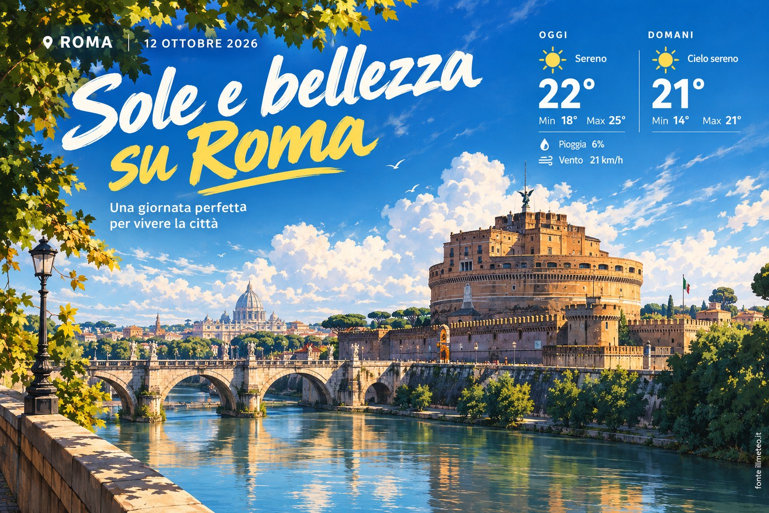 Meteo Roma, previsioni di oggi 12 Ottobre 2026: sereno