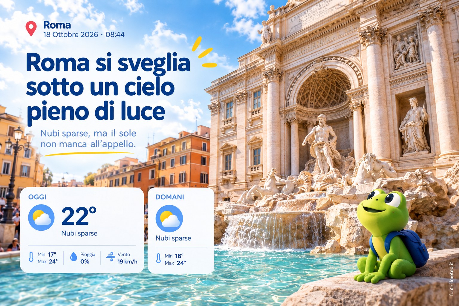 Meteo Roma, previsioni di oggi 18 Ottobre 2026: nubi sparse